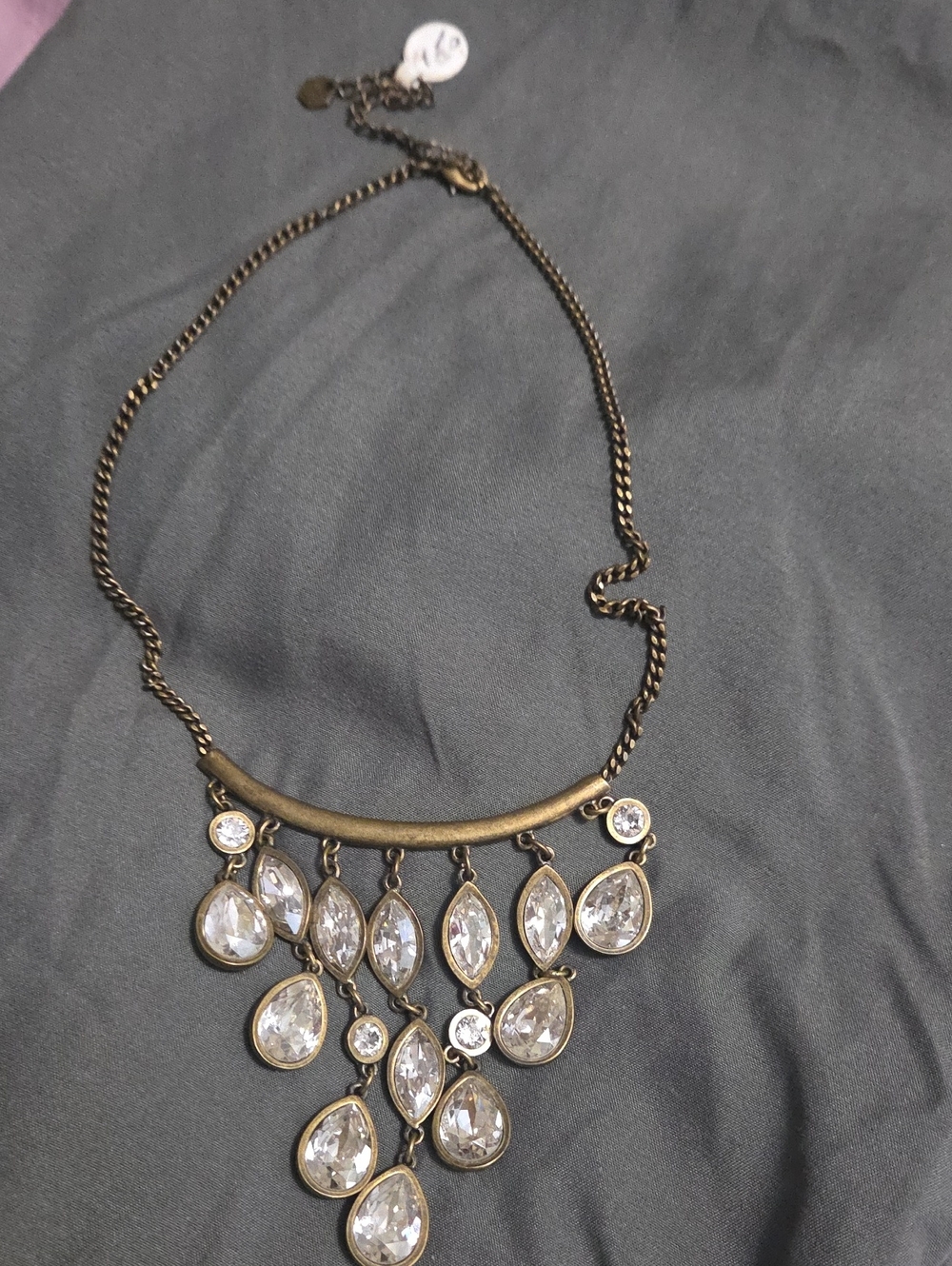 Touchstone Crystal Gold-tone Clear Crystal Cascade Necklace